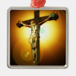 Golden Brown Crucifix Weihnachten Keramik Ornament