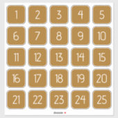 Golden Brown Customizable Square Number Stickers  Aufkleber (Blatt)