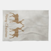 Golden Brown Deer Shapes On Faux Velvet Texture Geschirrtuch (Horizontal)