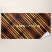 Golden Brown Diagonal Streifen Personalisiert Strandtuch (Vorderseite)