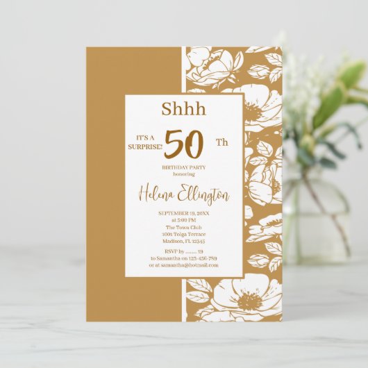 Golden Brown Einladung zum Geburtstag (Stehend Vorderseite)