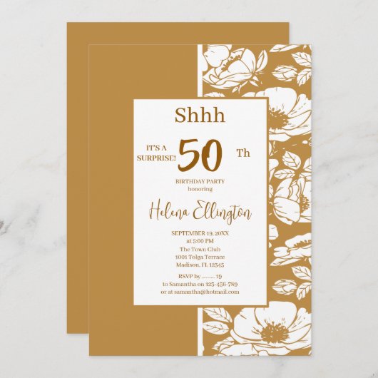 Golden Brown Einladung zum Geburtstag (Vorne/Hinten)