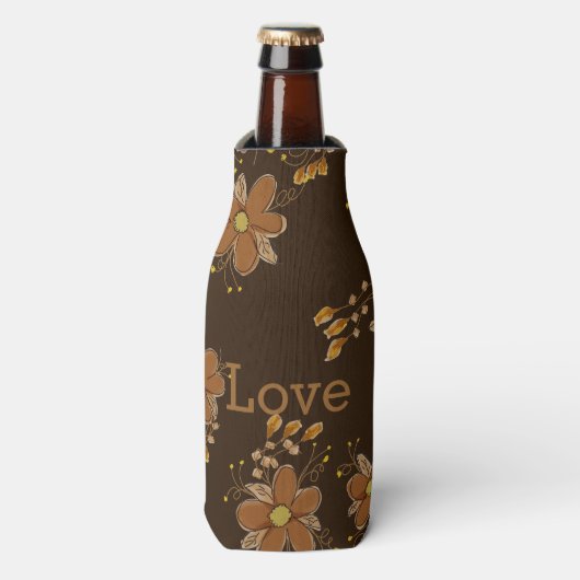 Golden Brown Floral Flasche Schlauch Flaschenkühler (Flaschenvorderseite)