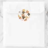 Golden Brown Herbst Muster White Ver Runder Aufkleber (Tasche)
