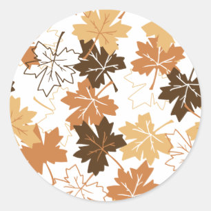 Golden Brown Herbst Muster White Ver Runder Aufkleber