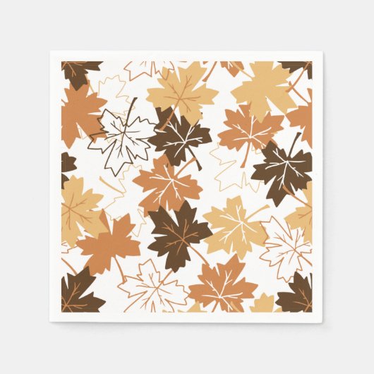 Golden Brown Herbst Muster White Ver Serviette (Vorderseite)