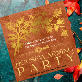 Golden Brown Housewarming Party Einladung