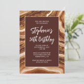 Golden Brown Imitats Agate Bold 30. Geburtstag Einladung (Stehend Vorderseite)