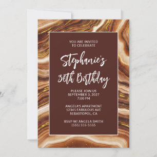 Golden Brown Imitats Agate Bold 30. Geburtstag Einladung