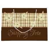 Golden Brown Kariert Große Geschenktüte (Vorderseite)