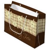 Golden Brown Kariert Große Geschenktüte (Vorderseite Schrägansicht)