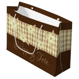 Golden Brown Kariert Große Geschenktüte