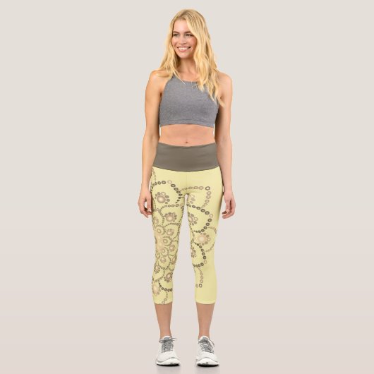 Golden-Brown Mandala Capri Leggings (Vorderseite)