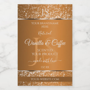 Golden Brown mit Glitzer Initials-Produktkennzeich Lebensmitteletikett