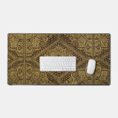 Golden Brown Ornamental Desk Mat mit Monogramm Schreibtischunterlage (Tastatur & Maus)