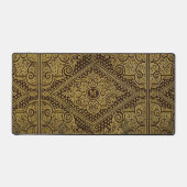 Golden Brown Ornamental Desk Mat mit Monogramm Schreibtischunterlage (Vorderseite)