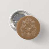 Golden Brown Rokoko Wappen Monogram Button (Vorne & Hinten)