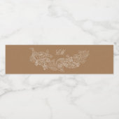 Golden Brown Romantic Ornament Initials Wasserflaschenetikett (Einzelnes Label)