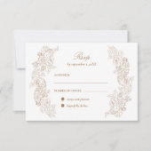 Golden Brown Romantic Ornaments Wedding RSVP Card Karte (Vorderseite)