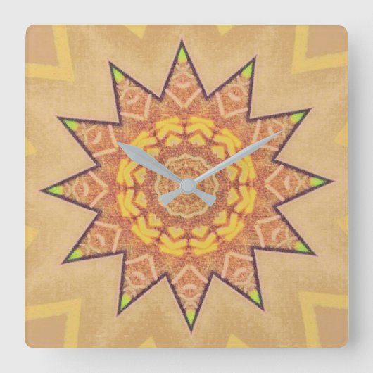 Golden Brown Star Quadratische Wanduhr (Vorderseite)