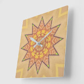 Golden Brown Star Quadratische Wanduhr (Winkel)