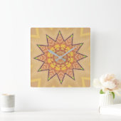 Golden Brown Star Quadratische Wanduhr (Zuhause)