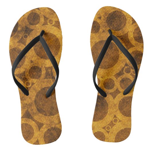 Golden Brown Steampunk Abstrakte Muster Flip Flops Badesandalen (Fußbett)