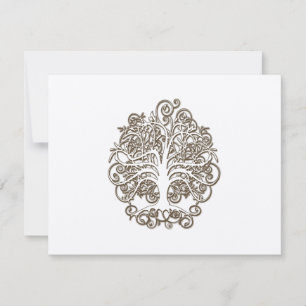 Golden Brown Swirl Tree Wedding Response Card RSVP Karte