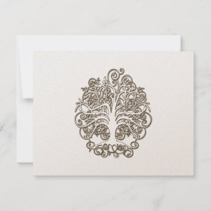 Golden Brown Swirl Tree Wedding Response Card RSVP Karte
