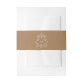 Golden Brown Wappen Monogram Wedding Einladungsbanderole