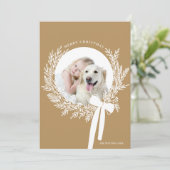 Golden Brown Weihnachtskranz Minimales Foto Feiertagskarte (Stehend Vorderseite)