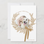 Golden Brown Weihnachtskranz Minimales Foto Feiertagskarte (Vorderseite)