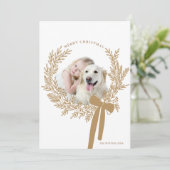 Golden Brown Weihnachtskranz Minimales Foto Feiertagskarte (Stehend Vorderseite)