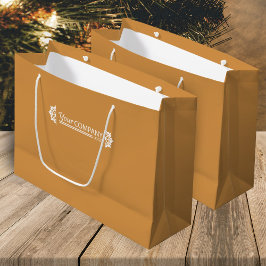 Golden Brown White Business Logo, Schneeflocken Pr Große Geschenktüte