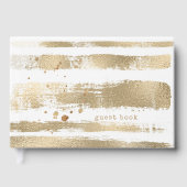 Golden Brush Stroke Stripes Wedding ID655 Gästebuch (Vorderseite)