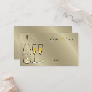 Golden Bubbly Champagne Bubbles Chic Wedding Party Platzkarte