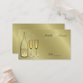 Golden Bubbly Champagne Bubbles Chic Wedding Party Platzkarte