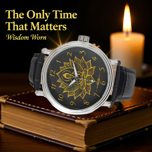 Golden Buddha Amidst Blooming Lotus Blume Armbanduhr