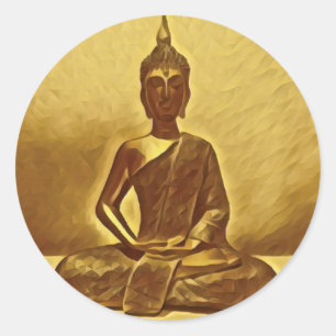 Golden Buddha-Aufkleber Runder Aufkleber