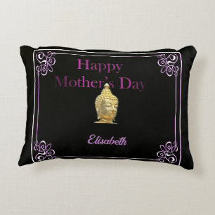 golden buddha in black decorative pillow dekokissen