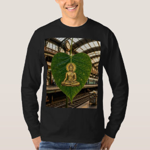 Golden Buddha Kunst auf grünem Blatt Männer Langar T-Shirt