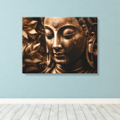 Golden Buddha Lotus Blume Stretched Canvas Print Leinwanddruck (Insitu (Holzboden))