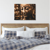 Golden Buddha Lotus Blume Stretched Canvas Print Leinwanddruck (Insitu (Schlafzimmer))