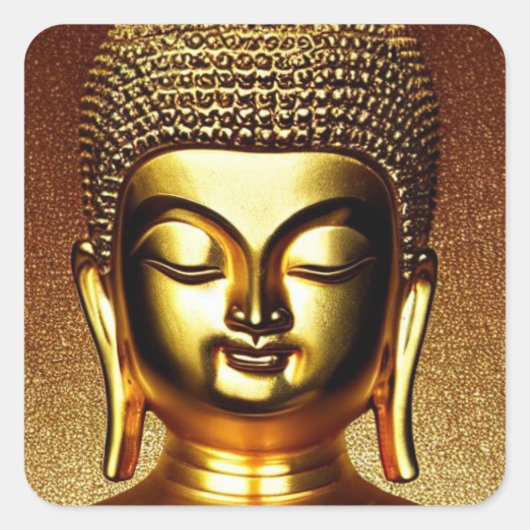 Golden Buddha Quadratischer Aufkleber (Vorderseite)