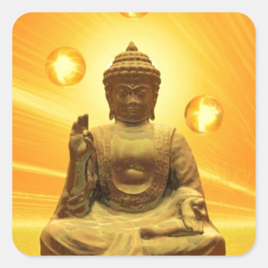 Golden Buddha Quadratischer Aufkleber (Vorderseite)