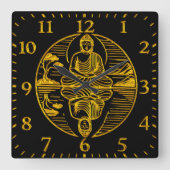 Golden Buddha Reflektion in serenen Gewässern Quadratische Wanduhr (Vorderseite)