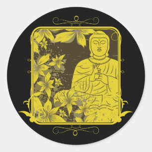 Golden Buddha Runder Aufkleber