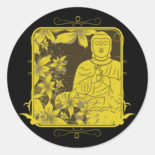 Golden Buddha Runder Aufkleber (Vorderseite)