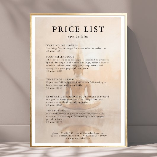 Golden Buddha Salon Price List Poster