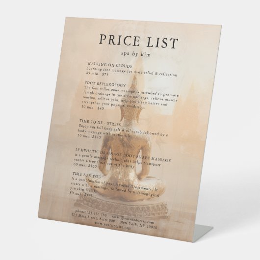 Golden Buddha Salon Price List Sockelschild (Vorderseite)